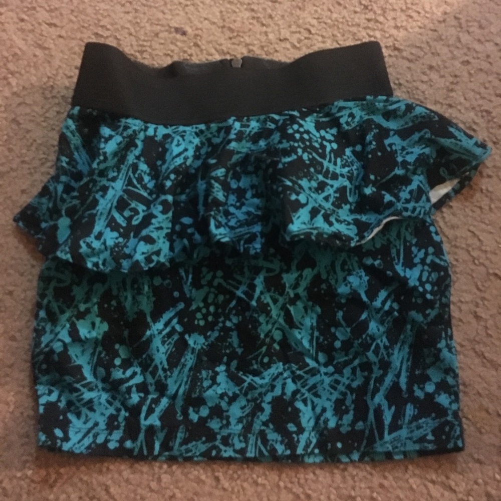 A blue and black skirt